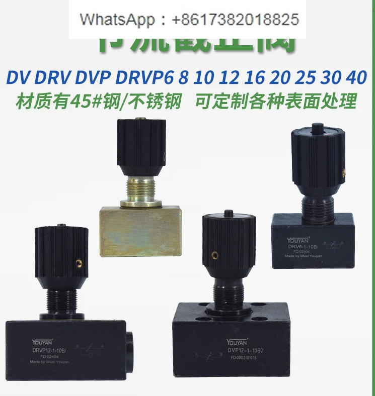 

DV hydraulic DVP check valve DRVP cut-off valve DRV6/8/10/12/16/20/25/30-1-10 B