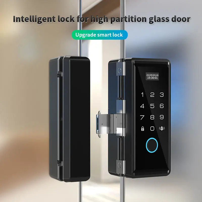 Factory Price Office Glass Door Lock Smart Fingerprint Card Password Remote Unlock Tuya WiFi Smart Glass Door Lock Zigbee Glass