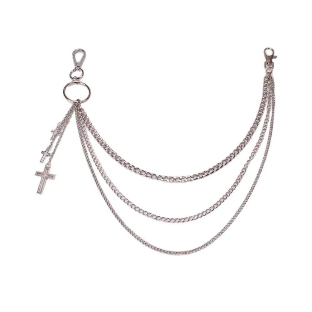 새로운 메탈 팬츠 체인 행잉 스타 펜던트 청바지 체인 키체인 기하학적 십자가 벨트 체인 선물