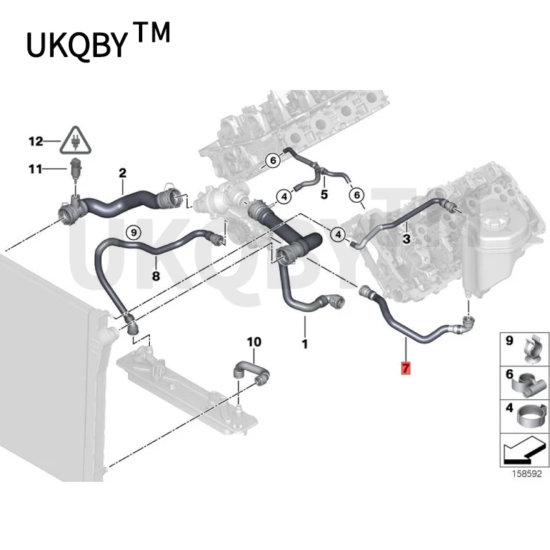 b mw X5E 70X 548 i Coolant hose Water pipe auxiliary kettle connected to water pump Water tank return pipe