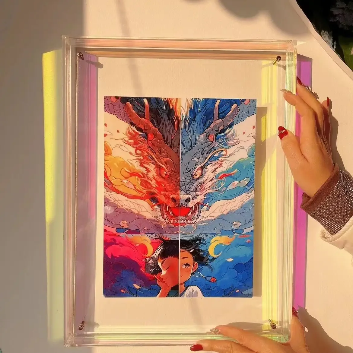 Wall-Mounted Colorful Hollow Acrylic Photo Frames For Posters, Paintings, Photos, Puzzles, Taxidermy Decoration And Display