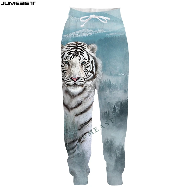 Jumeast Y2k Men Women 3D Printed Animal Tiger Hunting Long Pants Sport Pullover Length Sweatpants Trousers