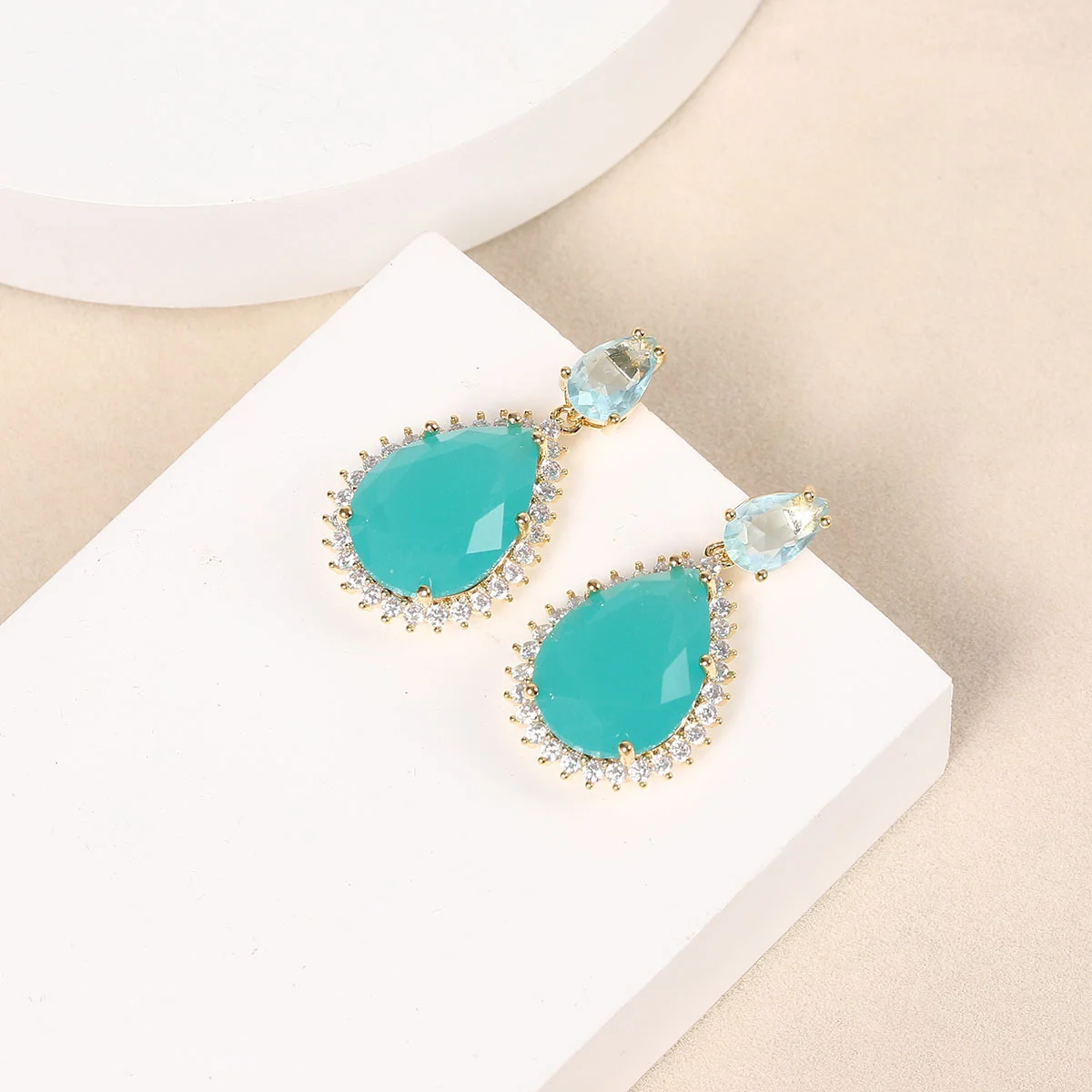

925 Silver Needle Luxury Turquoise Pear Shape Drop Earrings, Elegant Party Statement Jewelry Gift for Women