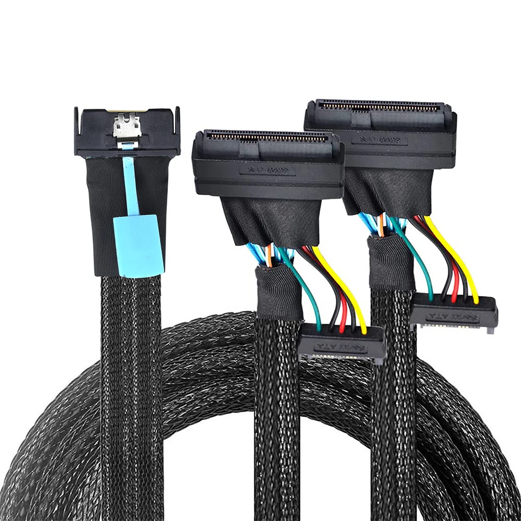 XT-XINTE Slimline SAS MCIO 8i 74P To 2X SFF8639 + 15P Adapter Cable SFF 8639 for Server Data Cable Connection Cable Wire