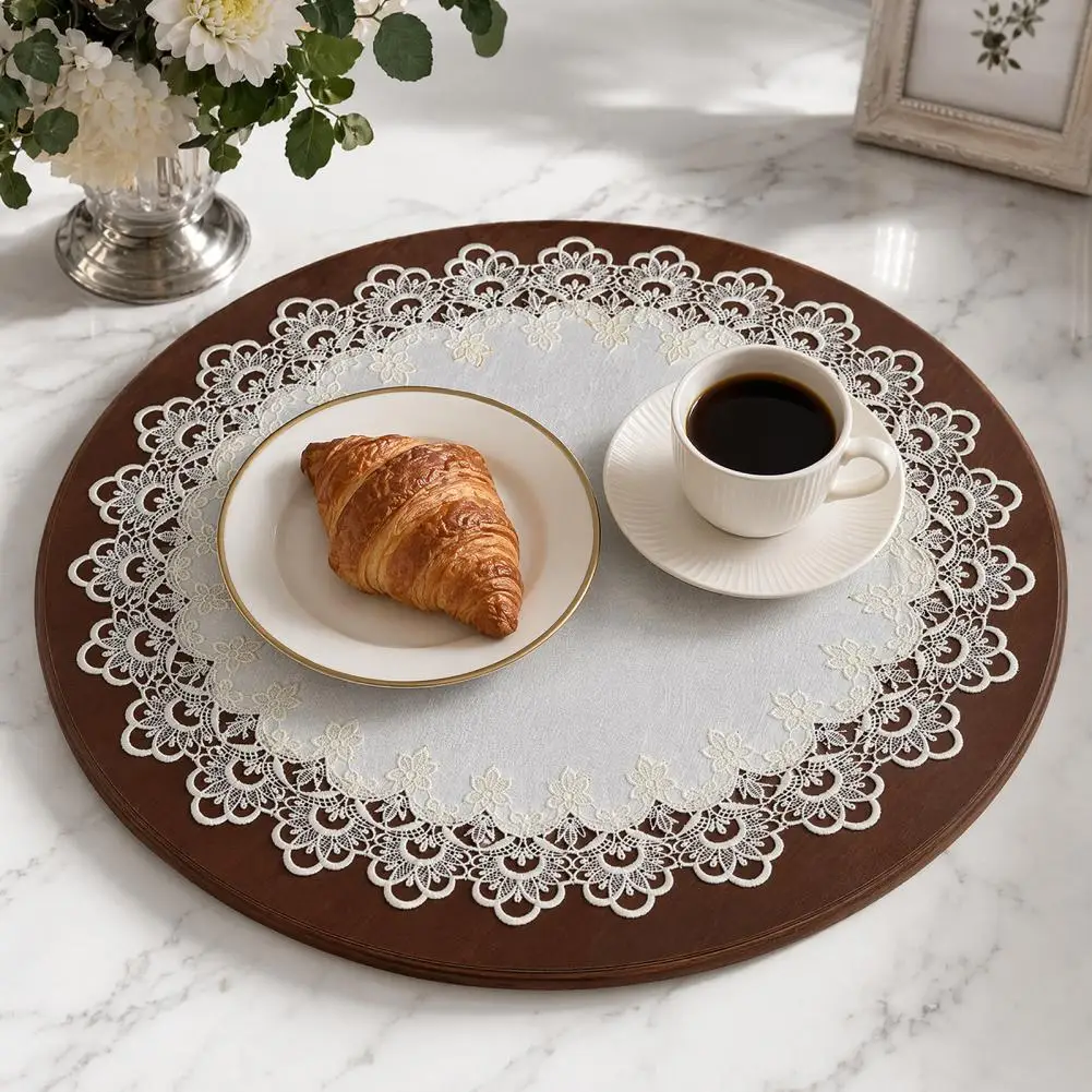 Premium White Lace Collapsible Silky Smooth Wrinkle-Free Heatproof Non-Discoloring Long-Lasting Table Cover Mat Kitchen Decor