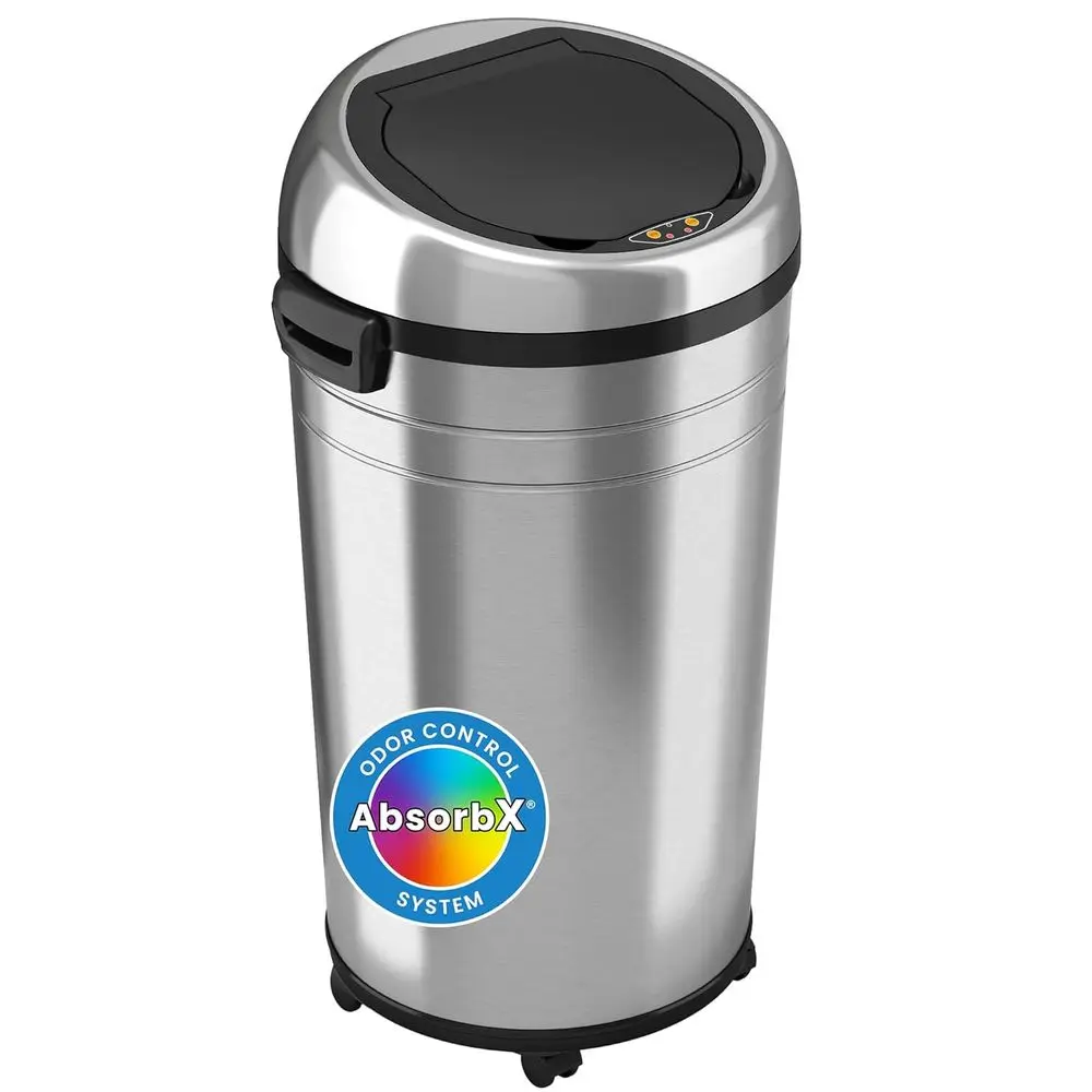 

Gallon Commercial Size Sensor Trash Can with AbsorbX Odor Control System, Touchless Garbage Bin for Office, Kitchen, Brushed Sta