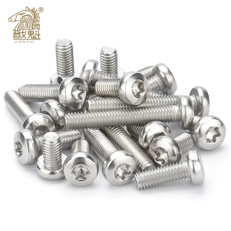 10/50x M2 M2.5 M3 M4 M5 M6 304 A2-70 stainless steel GB2672 Six-Lobe Torx Pan Head Screw Six Lobe Round Head Bolt Length=3-50mm