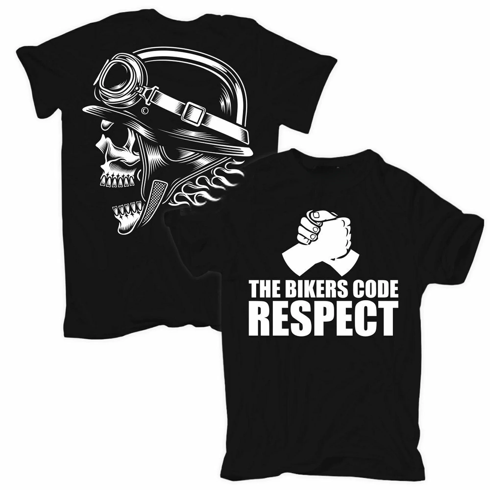 O-Neck Summer Short Sleeve Casual Mens T-shirt The Bikers Code, Respect. Motorcycle Chopper Motorcyclist T-Shirt 100% Cotton tee