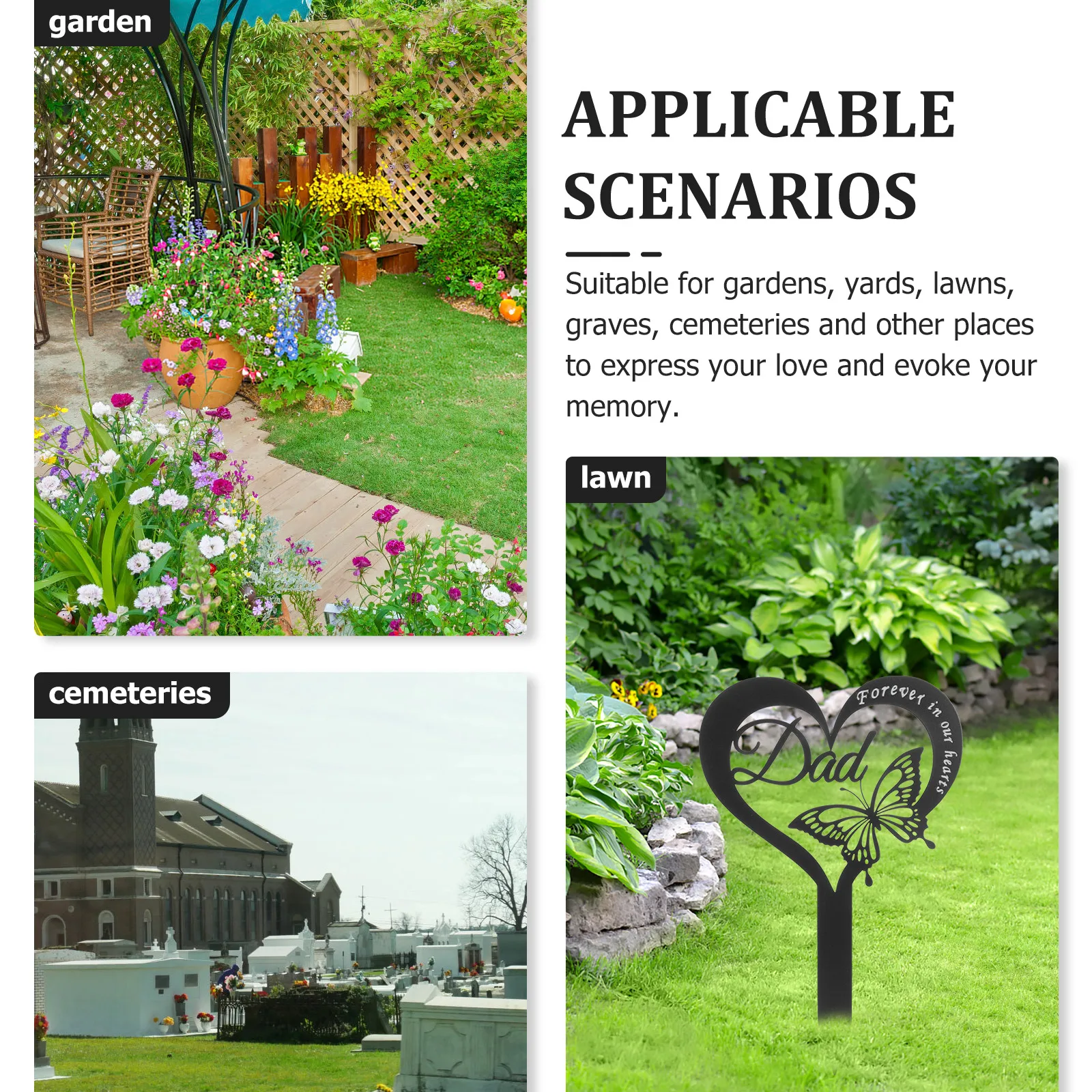 

Iron Cemetery Heart Shaped Memorial Stake Durable Garden Grave Marker Yard Decoration Cemetery Memorial Heart Shaped Stake