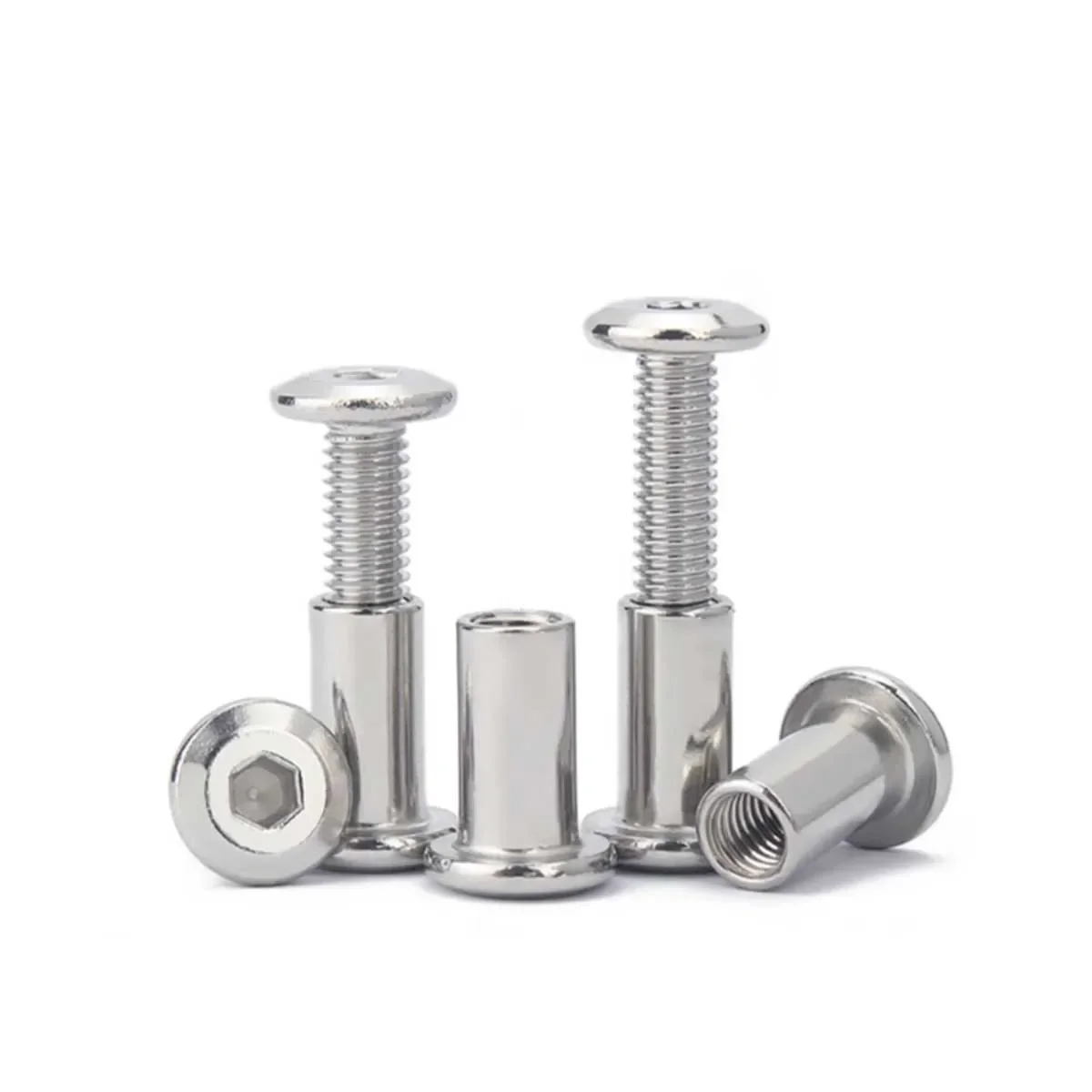 304 Stainless Steel Chamfered Hexagonal Locking Screw/Sub Mother Furniture Connecting Clamp Docking Bolt M6M8