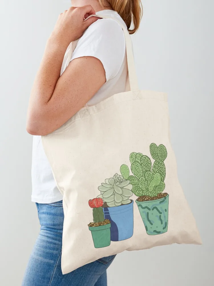 

Cacti in Pots Tote Bag Big bag women tote bag women shopping trolley Handbags