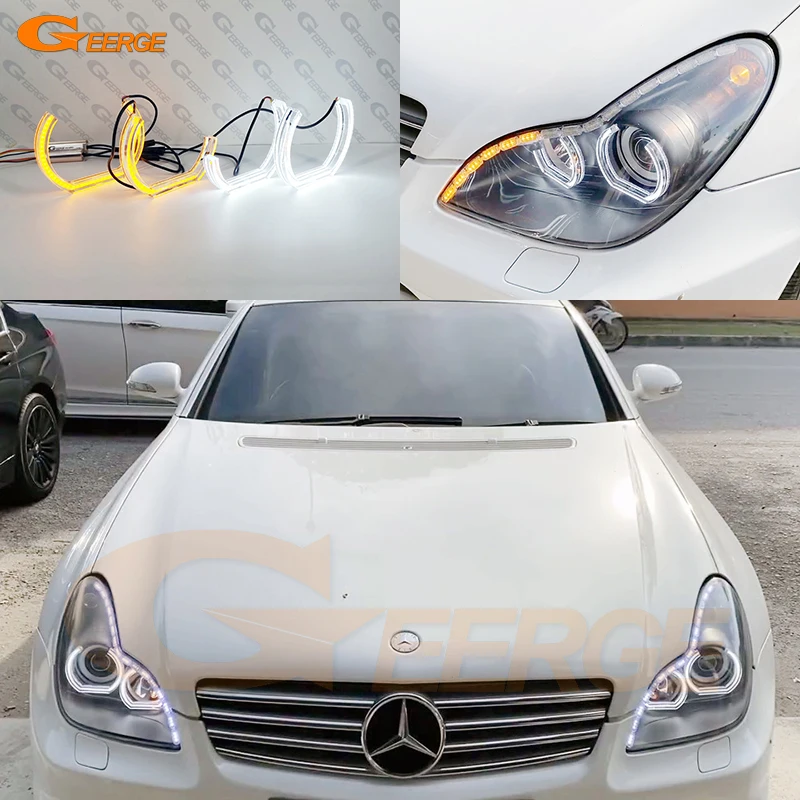 For MERCEDES BENZ CLS W219 C219 Ultra Bright Refit Day Light Turn Signal Led Strip Crystal DTM Style Angel Eyes Kit Halo Rings