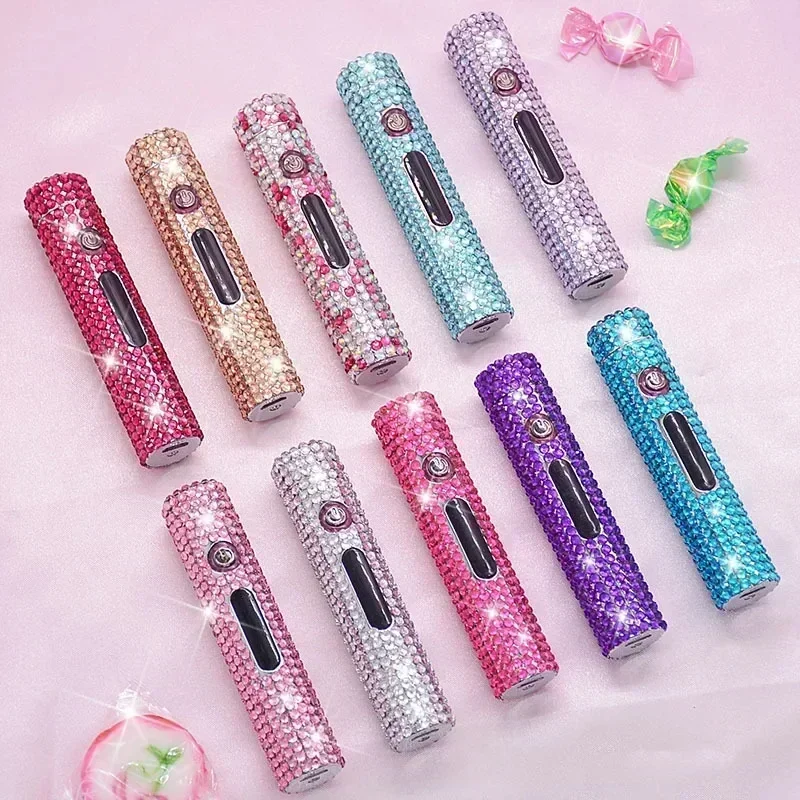 

Portable Metal Dual Arc Pulse Lighter High-end Diamond Inlaid Windproof USB Rechargeable Plasma Flameless Women's Lighter