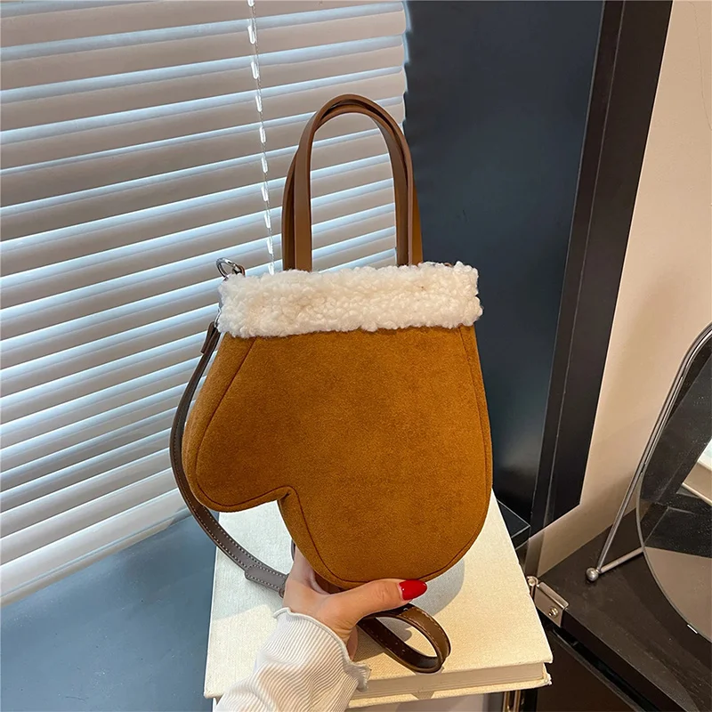 

New Glove-shaped Crossbody Bag Stylish Boot-shape Shoulder Phone Bag Contrast Suede Tote Handbag Retro Creative Christmas Wallet