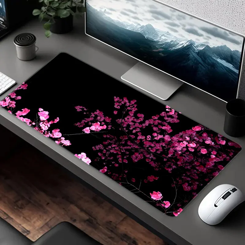 Pink Cherry Blossom Extra Large Desk Mat Non-Slip Gaming Mouse Pad Rubber Surface Office Home