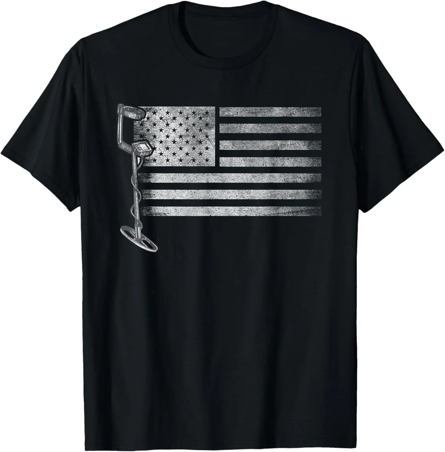 

Patriotic Metal Detecting USA Flag Treasure Hunt Detectorist T-Shirt