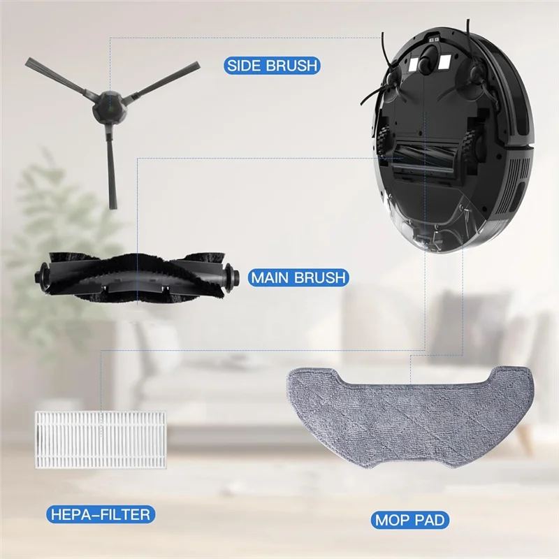 ABRW-Per Airrobo P30 Robot Aspirapolvere Spazzola laterale principale Filtro Hepa Accessori di ricambio in tessuto per mop