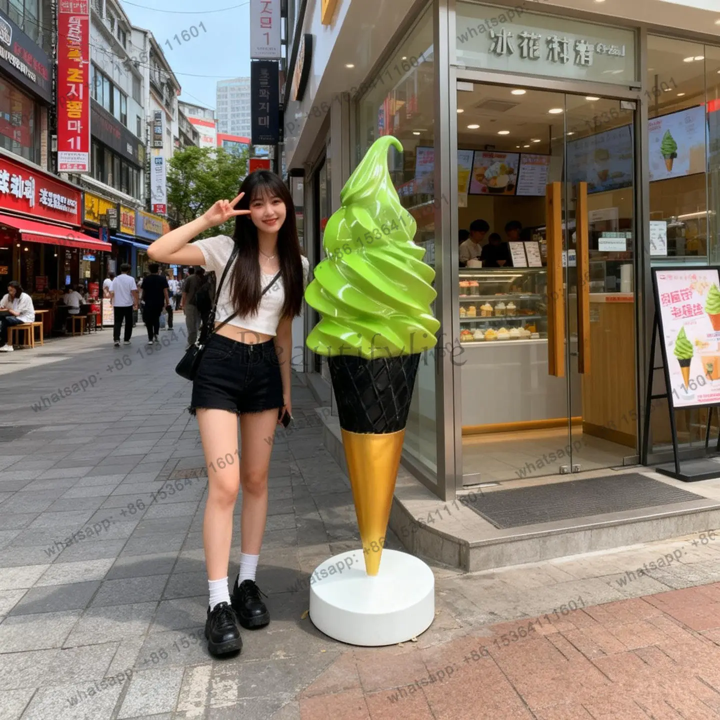 Ice cream model wall-mounted ice cream sculpture ornament shopping mall milk tea shop decoration
