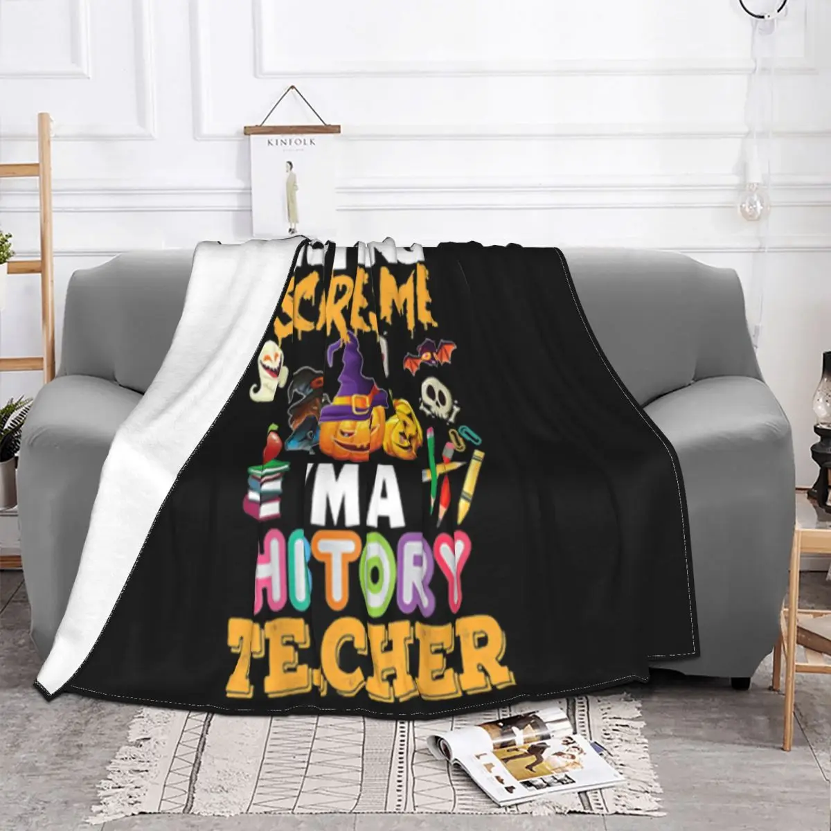 Official Nothing Scares Me Im A History Teacher Halloween Party Text High Quanlity Brand Throw Blanket