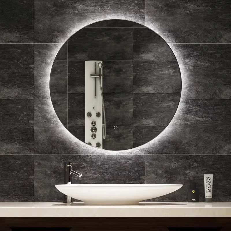 

Customized Nordic Wall Hanging Smart Anti-fog Led Bathroom Mirror Toilet Round Makeup Dressing with Lamp Luminous Mirror