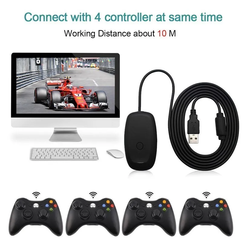 For xbox 360 Controller Wireless USB 2.0 Gaming Adapter Receiver For Desktop For PC Win 7/8/10 For 360 Gamepad Accessories