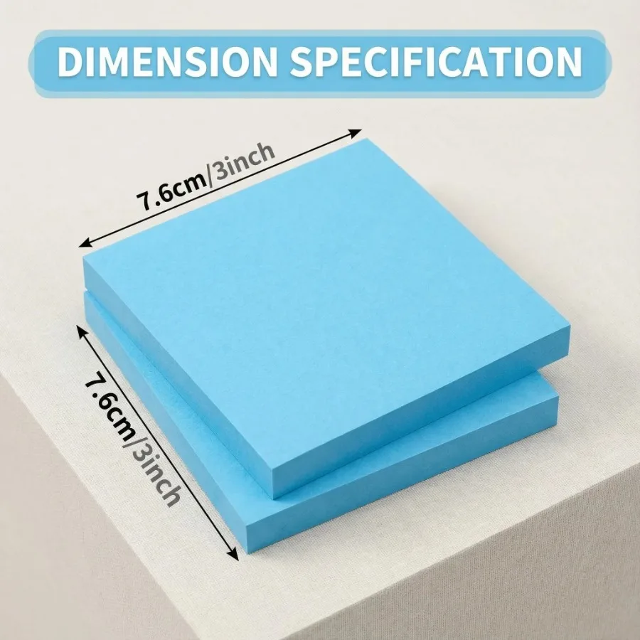 3×3 Inch Fluorescent Sticky Notes, Tear-Off Self-Adhesive Notes for Office, Study & Message Taking - Image 2