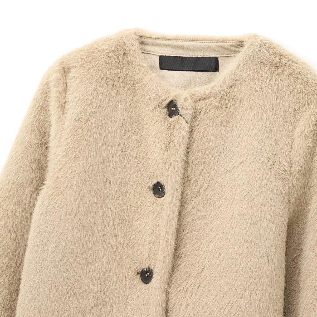 Faionable ort efeito de pele artificial jaet feminino outono novo sle design versátil casual wear fibra de poliéster longo sve