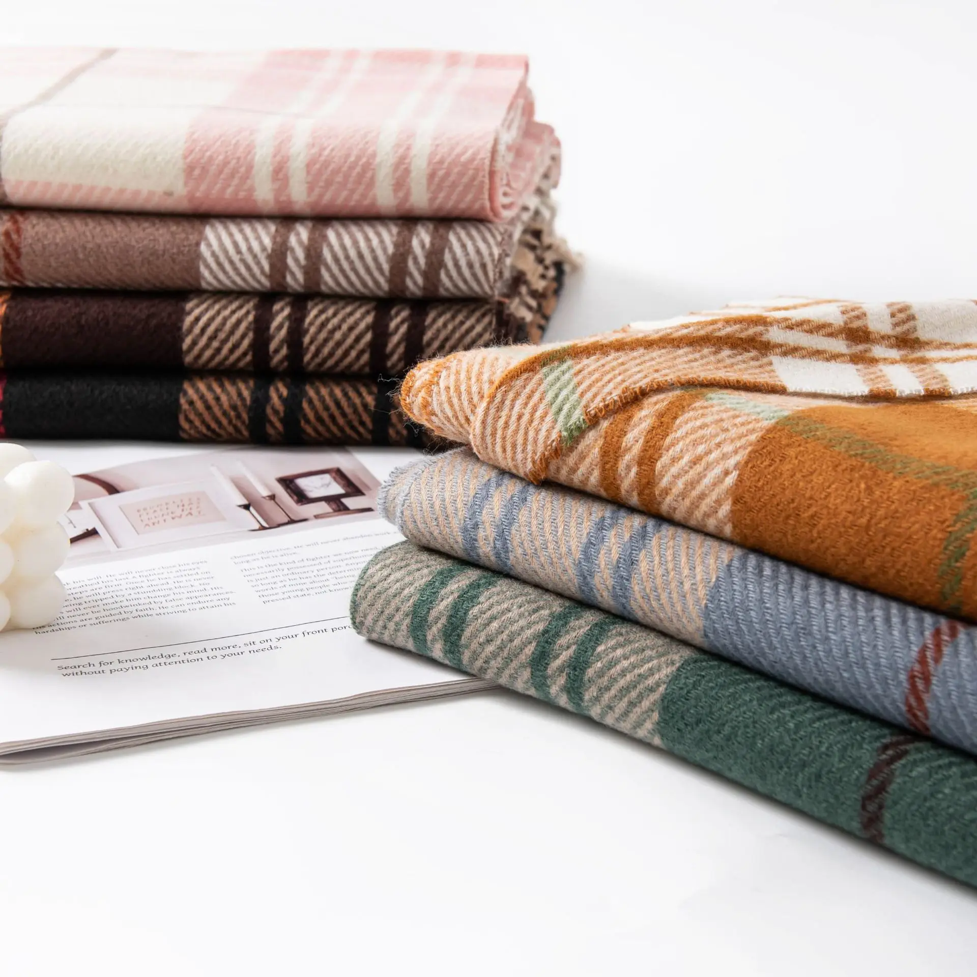 Imitation Cashmere Scarf Autumn and Winter Versatile Couple Student Scarf Temperament Plaid Long Fringed Shawl Advanced Sense