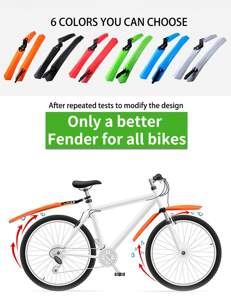 AliExpress West Biking WEST BIKING Bike Fenders Mudguard Quick Install Road Mountain Bicycle Cycling Tire Front/Rear Mudguards Fenders Set Splashboard