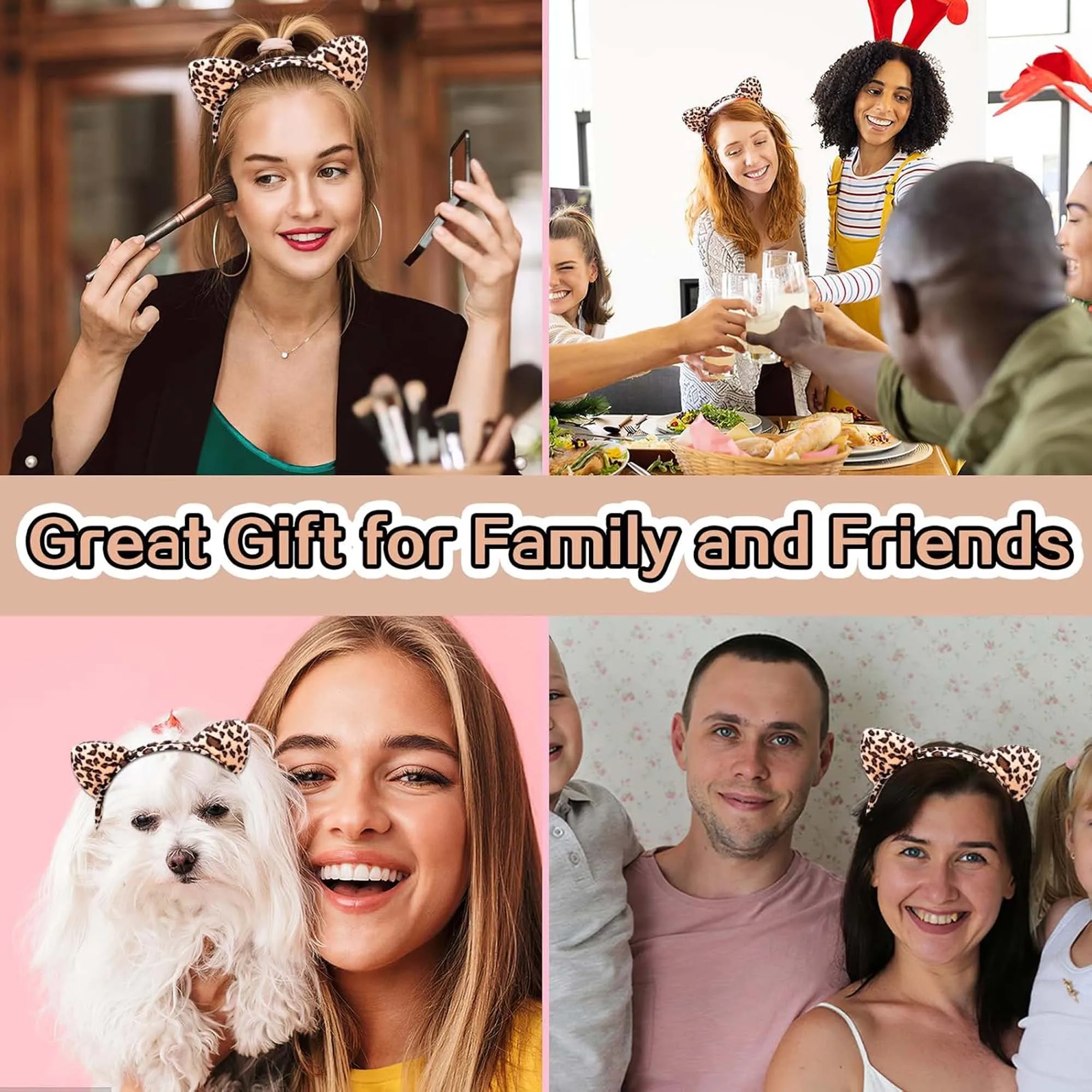 12 قطعة عقال ليوبارد مع آذان القط تأثيري أرانب الحفلات هيرباند المخملية النسيج العصابة هدايا بالجملة للأصدقاء العائلة #6