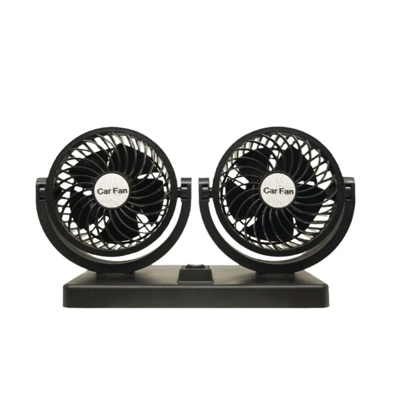 Double Motor Vehicle Fan, USB Car Air Ventilator Horizontal Vertical Adjustment Q6RD