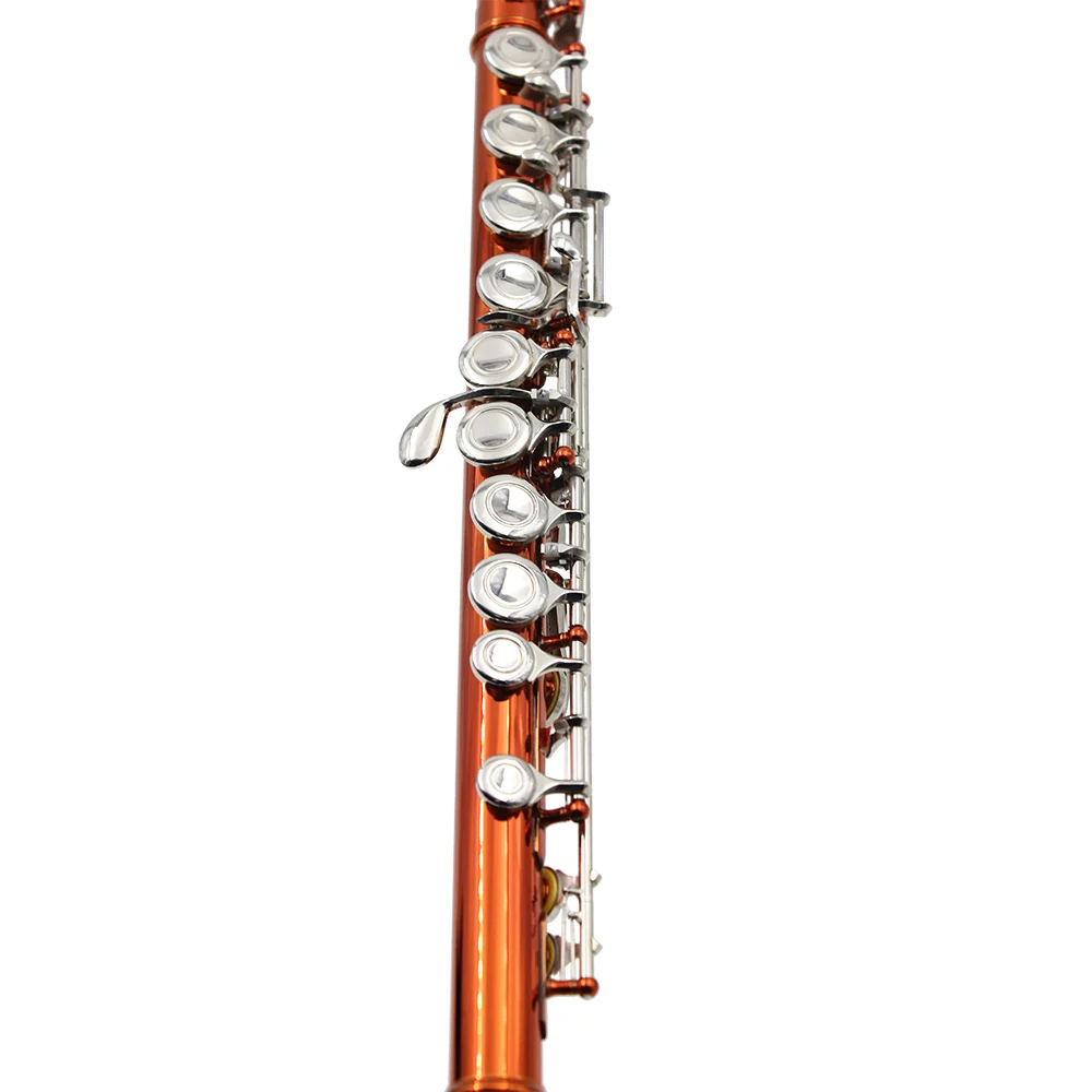 SLADE 16 Holes Close/Open Flute C Key Flute Orange Cupronickel Concert Transverse Flute Instrument with E key Accessories