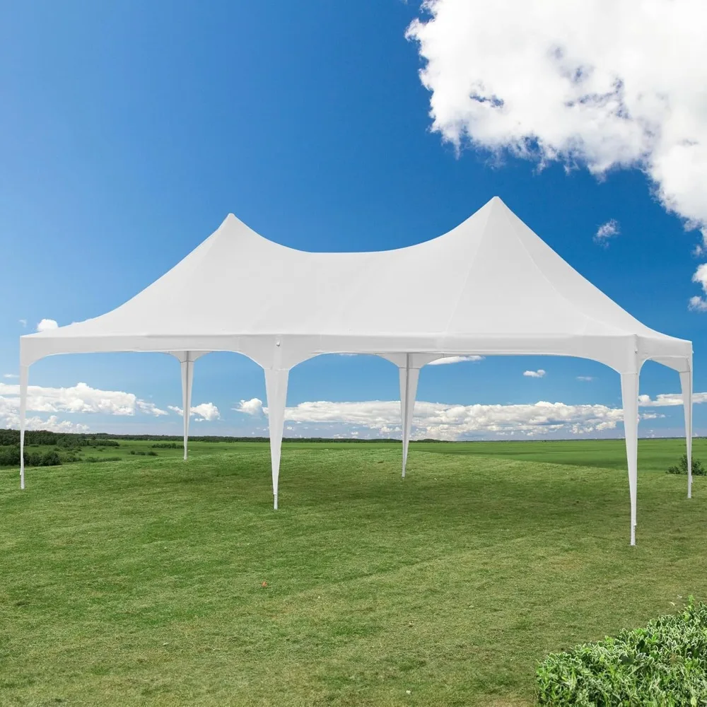 

13x26ft Party Tent, White Wedding Tent, Heavy Duty Double Peaked Canopy Tents with Pole-Less Event Space