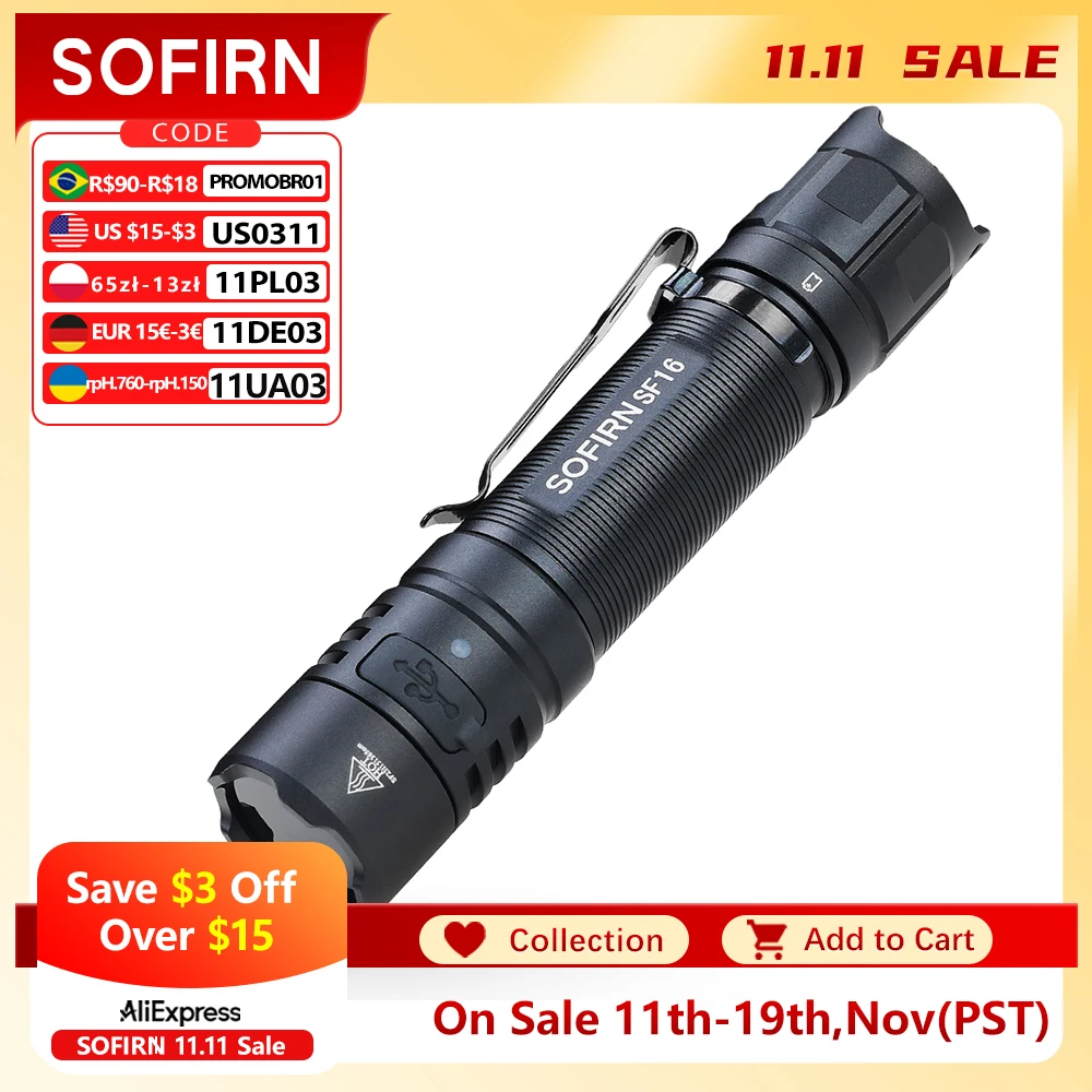 yZ[zSofirn SF16 EDC 365nm UV d SST08 USB-C [d Protable 18650 g[`Aope[XCb`vt