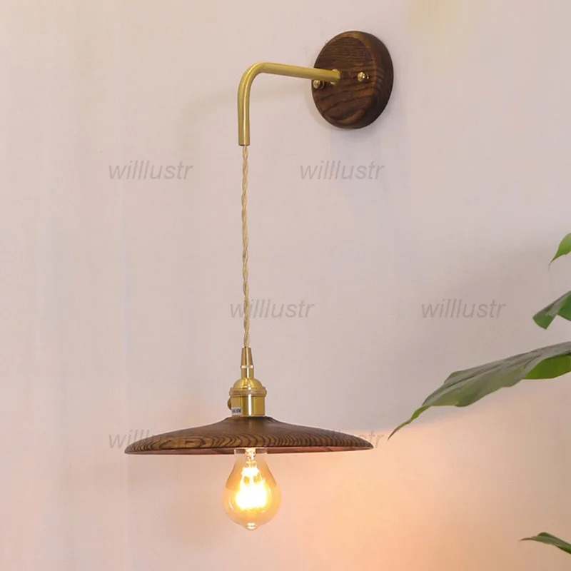الرجعية الجوز الأسود الخشب الجدار مصباح النحاس امفولدر الشمعدان مقهى الإقامة السرير استوديو الشرفة شرفة المدخل الإضاءة الخشبية #4