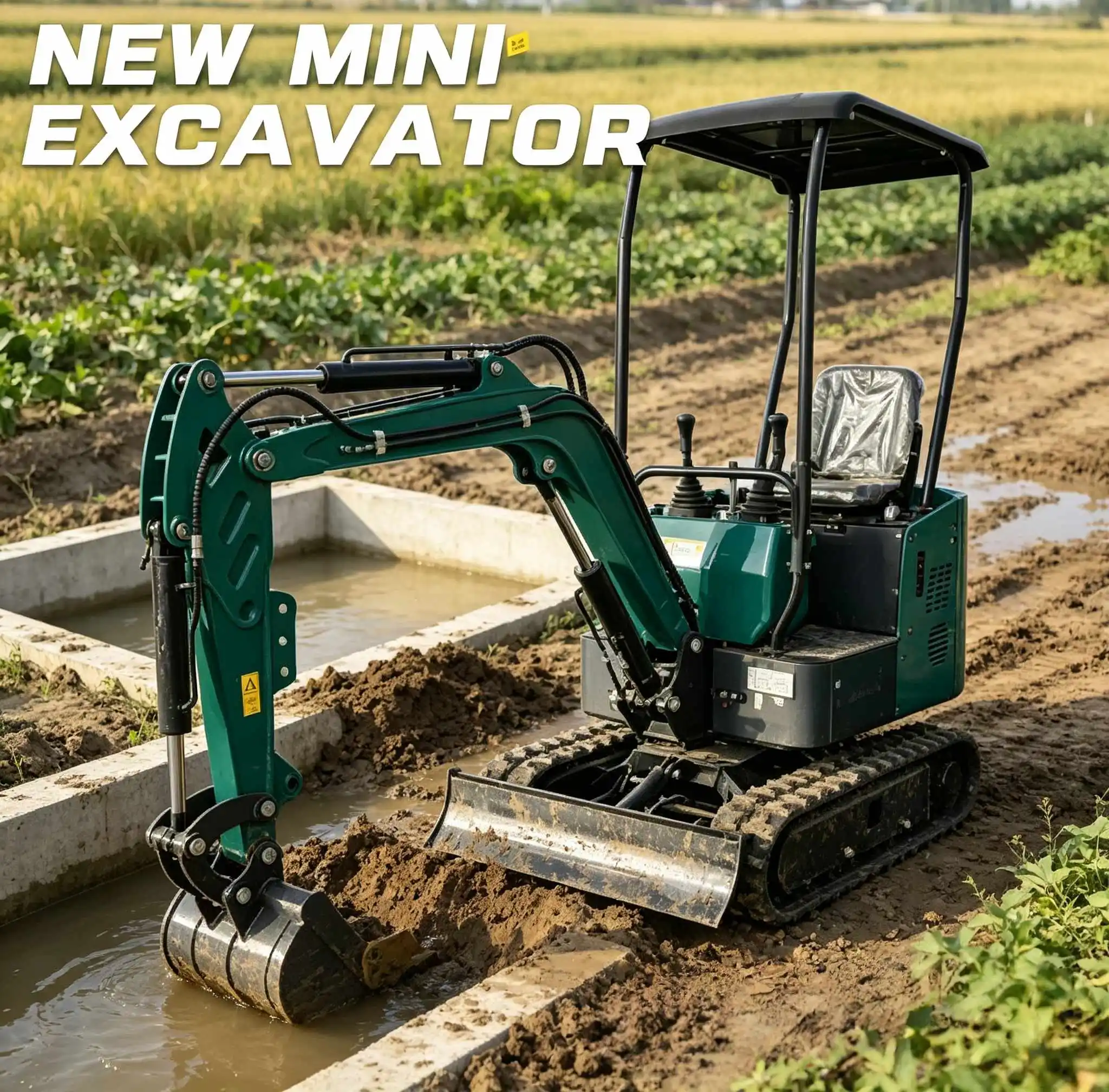 1.5Ton Field work Mini Excavator easy carry Customization tools Diesel engine digger farming ready daily stock goods