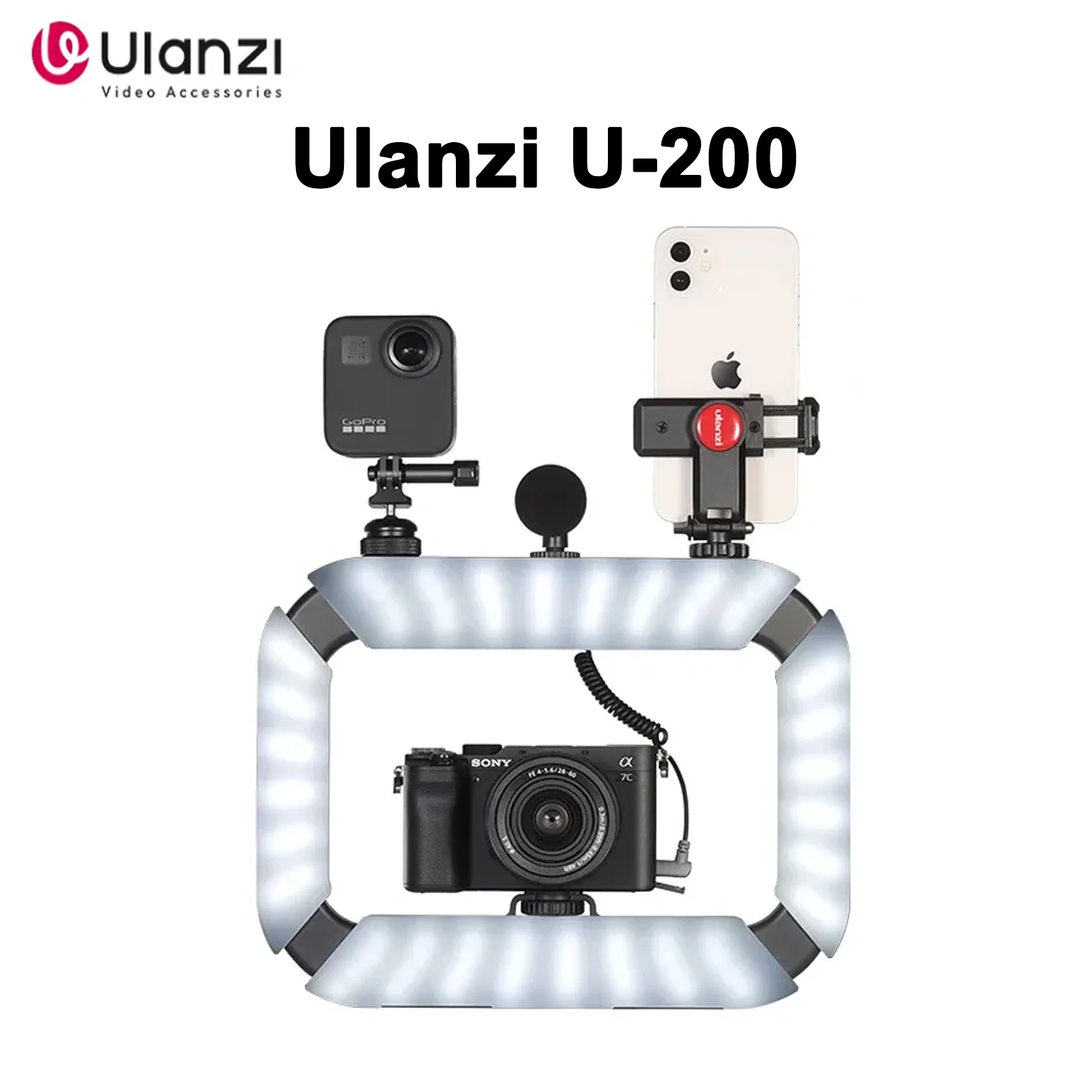 Ulanzi U-200 スマートフォンビデオ LED 補助光コールドシューマイクコネクタ付き Tiktok Youtube ライブに最適