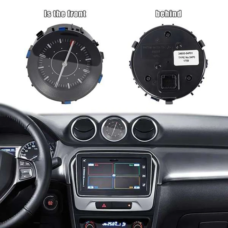 1 Piece Car Instrument Panel Time Middle Clock Assembly As Shown ABS For Suzuki Swift SX4 Vitara 2015-2021 34600-54P00-000