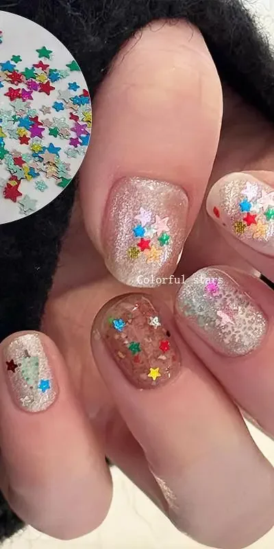 1Jar Mini Sparkling Star Nagelglitzer Funkelndes Pentagramm Nageldekoration Nagelsalon Design Niedliche Accessoires DIY Nail Art Design