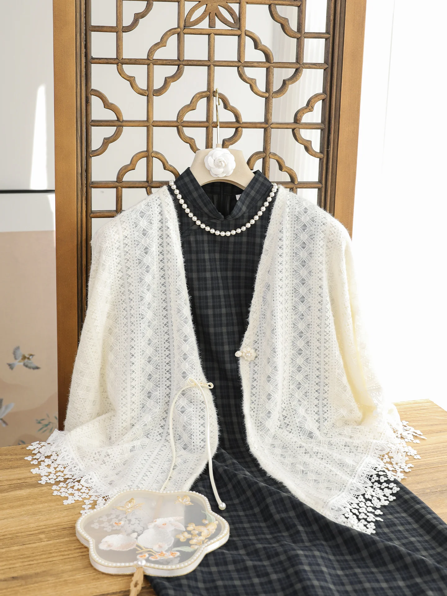 

Young Women's Retro Plaid Chinese Sle Svel Qipao Dr Breathable Long Skirt with Low Slit for Daily Wear Spring 2026