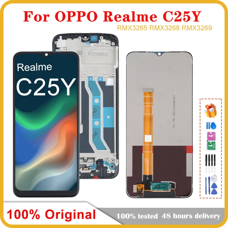 

6.5" Original For OPPO Realme C25Y RMX3265 RMX3268 RMX3269 LCD Display Touch Screen Digitizer Replacement For Realme C25Y LCD