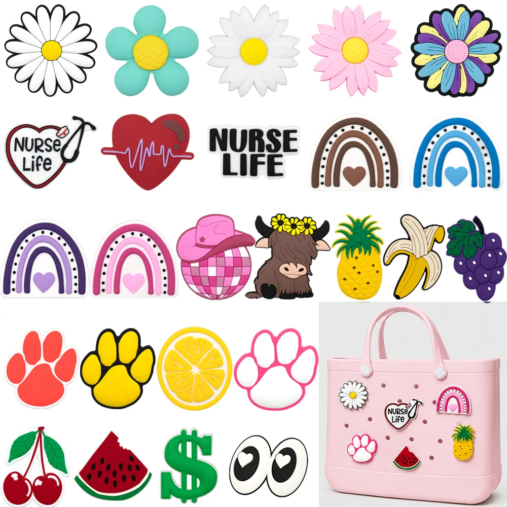 1PCS Cute Calf-Shaped Bag Charm for Girls, Floral Nurses Decoration Charm for Handbags, Paw Print Tote Bag Accessories