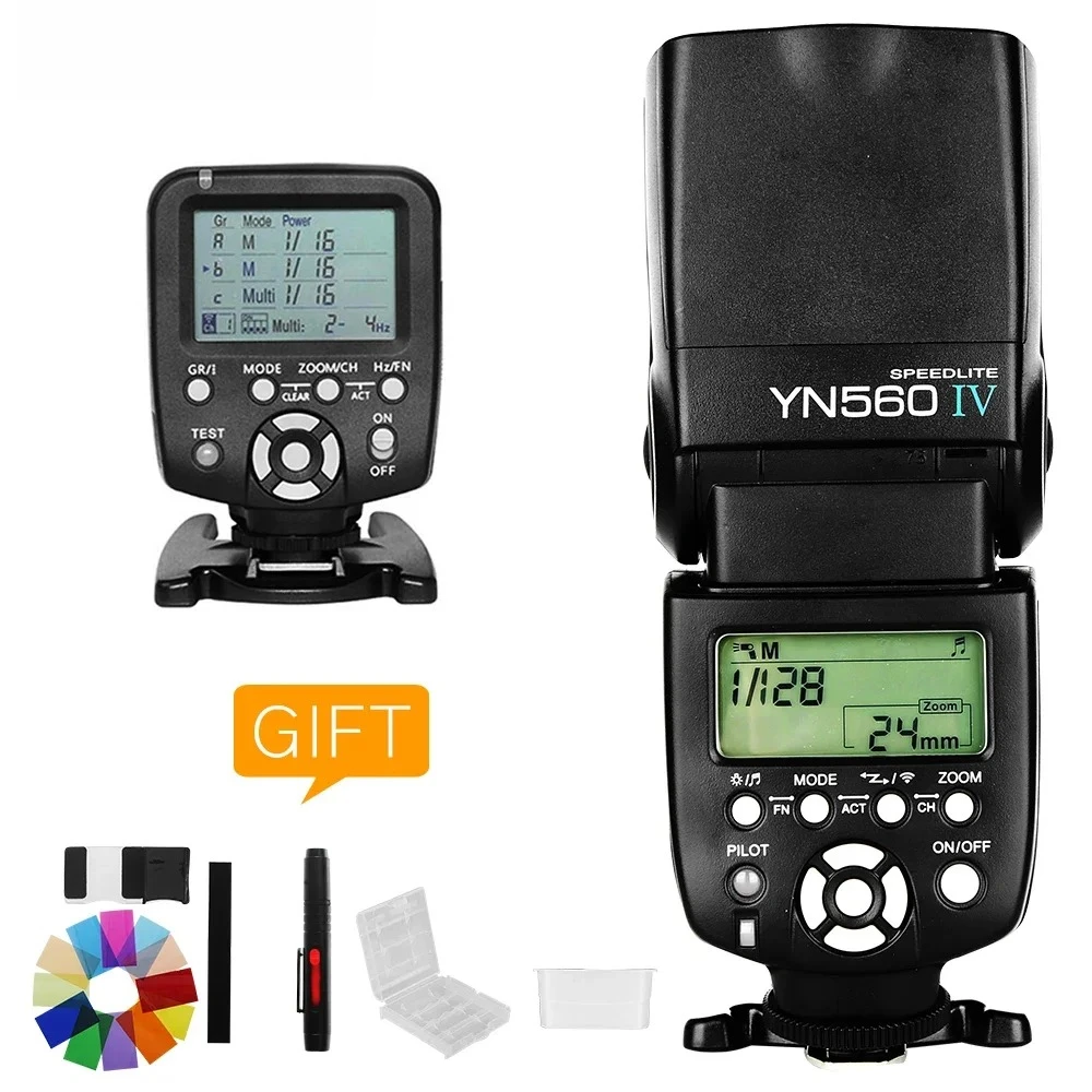 Контроллер вспышки Yongnuo YN560 IV YN560IV + YN560TX для Canon Nikon с бесплатным 3-мя рассеивателем вспышки, беспроводная вспышка Speedlite