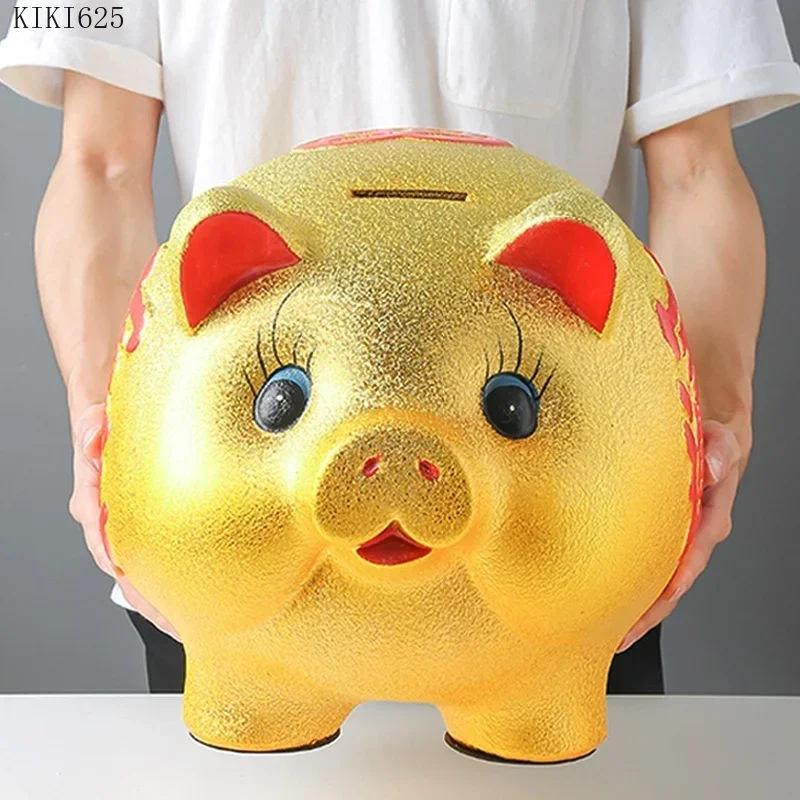 Gold Ceramic Pig Coin Piggy Bank Large Capacity Children's Storage Box Cute Pig Animal Porcelain Jar Home Piggy Bank Home Decor