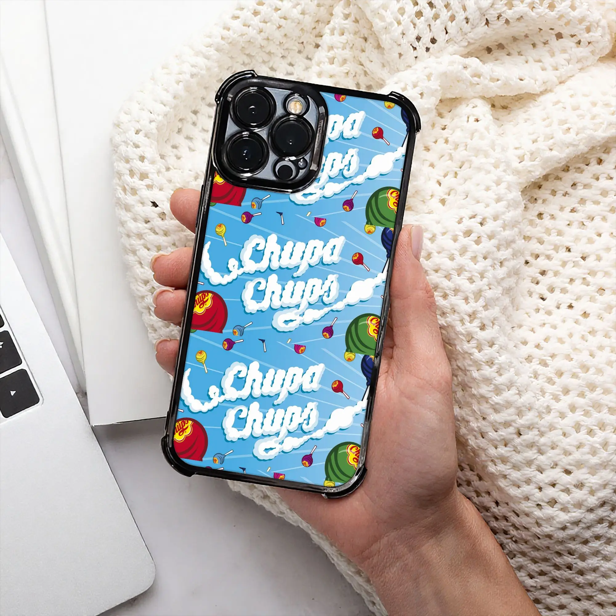 Funda para Teléfono con Diseño de Caramelo Lollipop Cloud Letter, C-ChupaChupss, Proceso de Galvanoplastia, Varios Modelos de iPhone