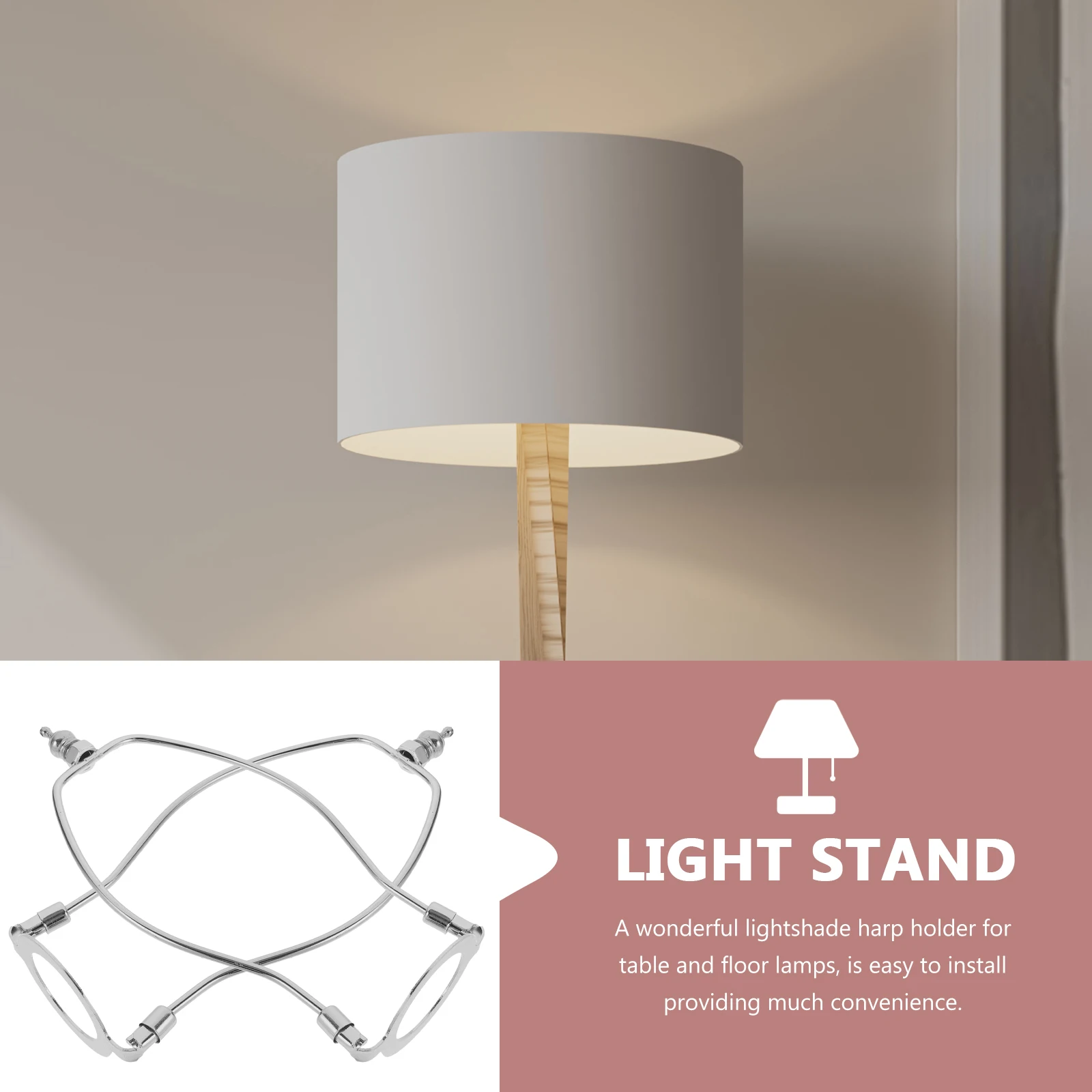 

2pcs Floor Shade Bracket Holders 8 Inch Middle Lamp Harp Holder Hole 41MM Chrome Alloy Durable Rustproof Easy Install