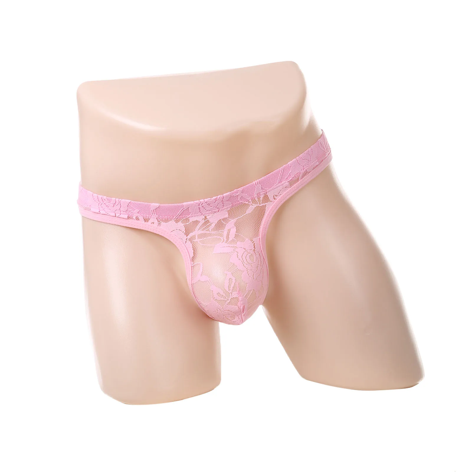 

Men's Lace Thong Underpants Low Waist Panties Transparent Erotic Lingerie G String Breathable Sexy Underwear Costume T-back