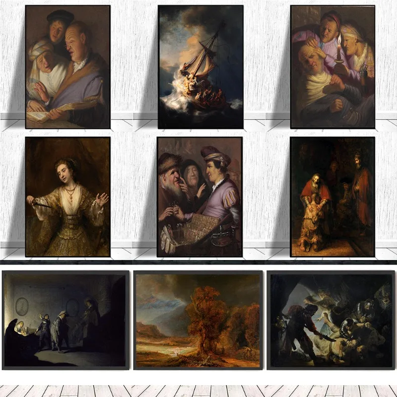 Rembrandt The Storm on The Sea of Galilee Stone Operation Allegory Touch Lucretia Night Watch Canvas Print Wall Art Home Decor