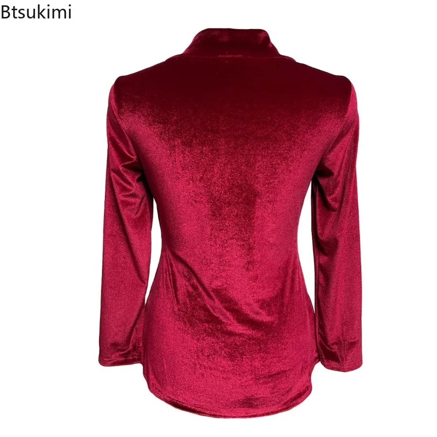 2026 New Women Fashion Sexy Sequin Contrast Blouse Jacket Female Formal Wear Long Sleeve Button Lapel Top Loose Casual Lady Top