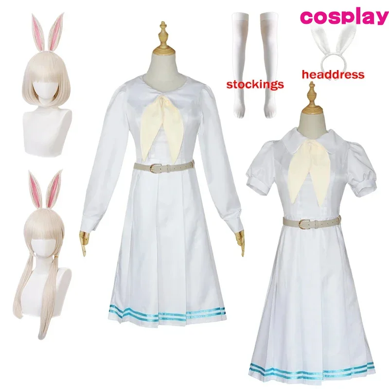 أزياء أنيمي Beastars Berger التأثيرية فستان لوليتا JK زي بيرجر شعر مستعار آذان أرنب أبيض أزياء الهالوين للنساء C